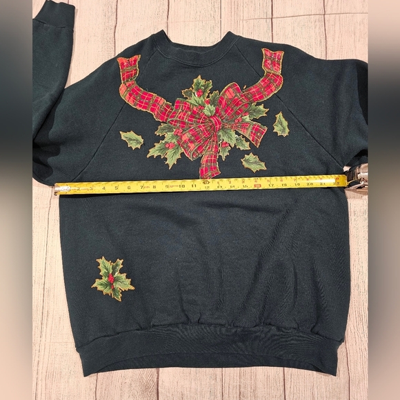 Fruit of the Loom vintage made in USA dark green Crewneck Sweatshirt Holiday XL - Picture 3 of 9